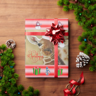 Cadeau Papier à enveloppement Giraffe Noël