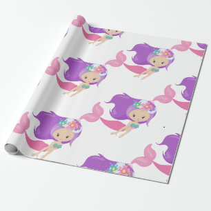 Cadeau Papier à enveloppement mauve de la Fête de sirène