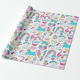 Cadeau Papier à enveloppement Motif à doodle Unicorn