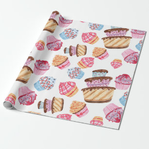Cadeau Papier à enveloppement Motif de gâteaux mignons