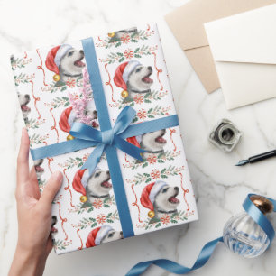Cadeau Papier à enveloppement Motif de Noël Husky Dog