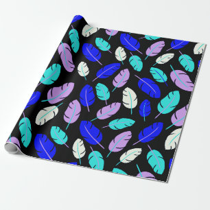 Cadeau Papier à enveloppement motif feuille coloré