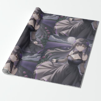 Cadeau Papier à enveloppement noir et pourpre Anime