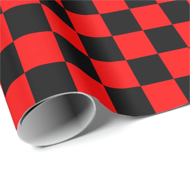 Cadeau Papier à enveloppement noir et rouge (Coin rond)