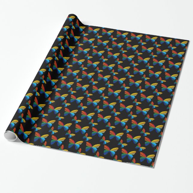 Cadeau Papier à enveloppement papillon coloré (Déroulé)