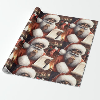 Cadeau Papier à enveloppement Père Noël noir