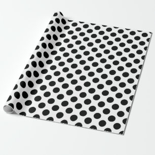 Cadeau Papier à enveloppement Pois en noir et blanc
