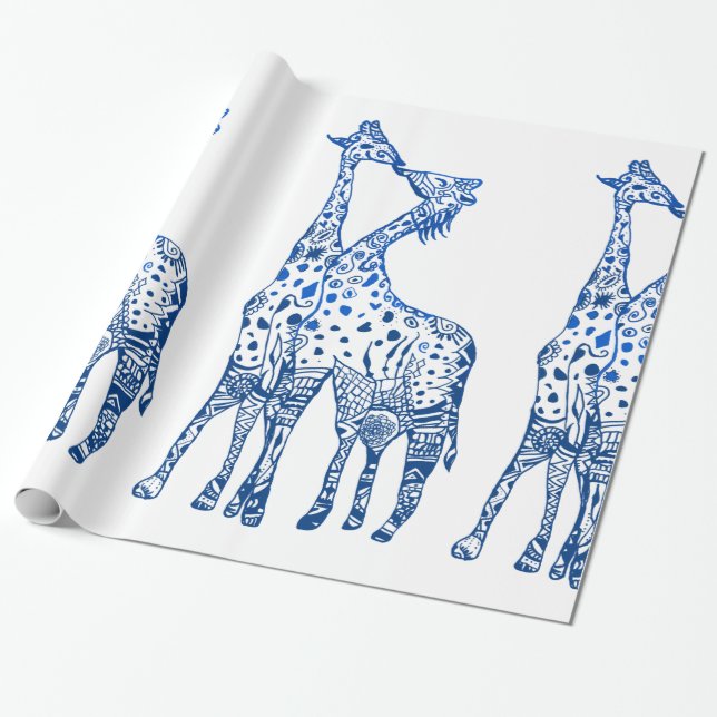 Cadeau Papier à enveloppement pour baiser Giraffes (Déroulé)