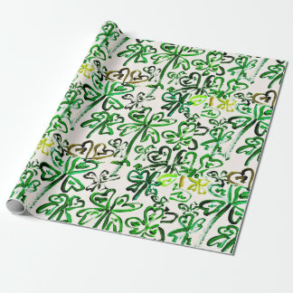 Cadeau Papier à enveloppement pour le trèfle vert de la S