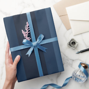 Cadeau Papier à enveloppement rayé bleu rétro