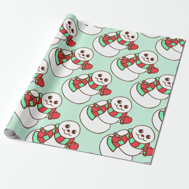 Cadeau Papier à enveloppement rétro Noël Snowman (Déroulé)