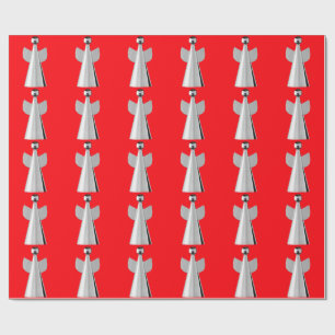 Cadeau Papier à enveloppement rouge argent Angel