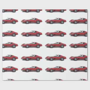 Cadeau Papier à enveloppement rouge Corvette