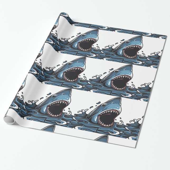 Cadeau Papier à enveloppement SHARK CHRISTMAS (Déroulé)