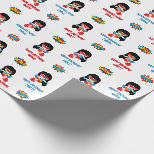 Cadeau Papier à enveloppement Superhero (Nom Personnalisé