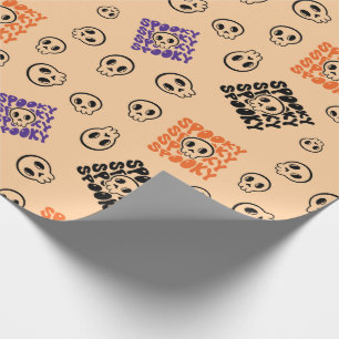Cadeau Papier à enveloppement transparent avec crânes pou