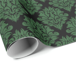 Cadeau Papier à enveloppement vert Damas-Cadeaux
