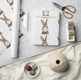 Cadeau Papier à envelopper à bulle rose de lapin