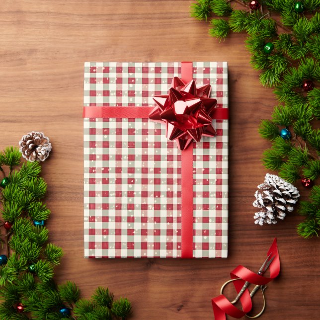 Cadeau Papier à envelopper à carreaux rustique rouge de N (Cadeau de vacances)