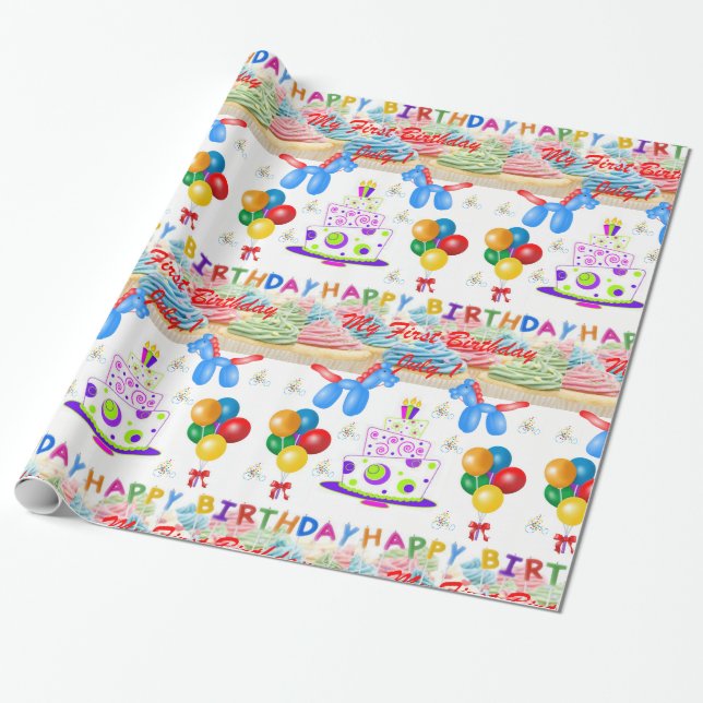 Cadeau Papier à envelopper Anniversaire Juillet, 1er Mon  (Déroulé)