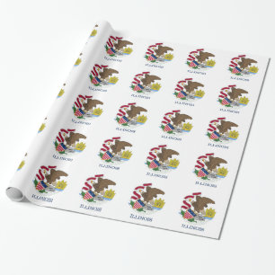 Cadeau Papier à envelopper avec Drapeau de l'Illinois