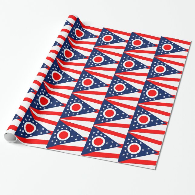Cadeau Papier à envelopper avec Drapeau de l'Ohio (Déroulé)