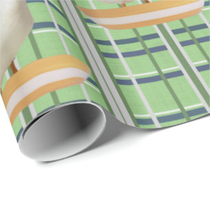 Cadeau Papier à envelopper brillant Canard vert Plaid