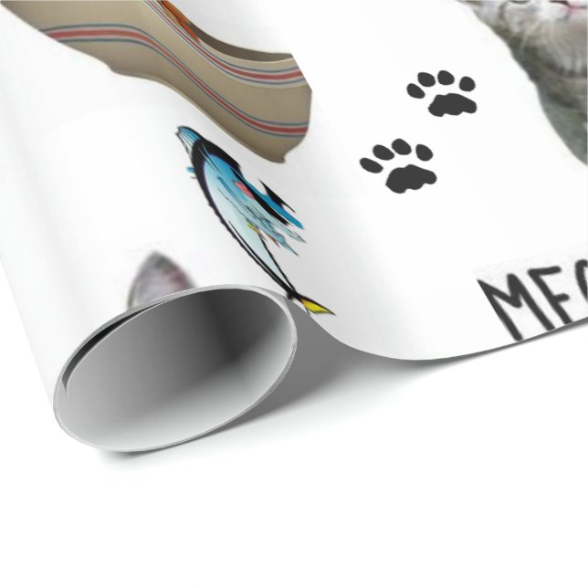 Cadeau Papier à envelopper brillant Chat Kitten Meow (Coin rond)