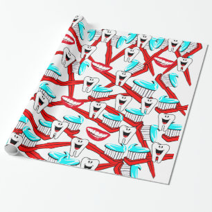 Cadeau Papier à envelopper brillant, Dents de dentifrice