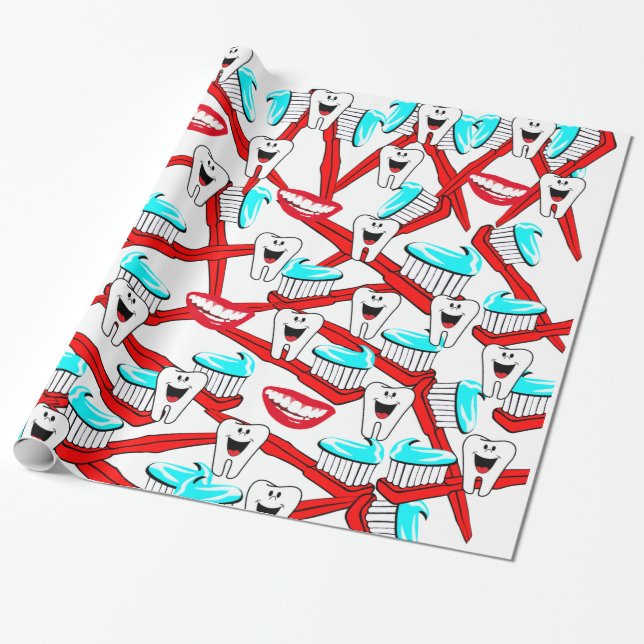 Cadeau Papier à envelopper brillant, Dents de dentifrice (Déroulé)