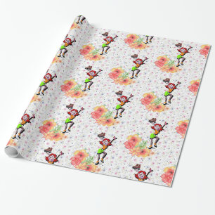 Cadeau Papier à envelopper brillant, fille de patinage Fl