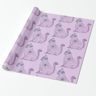 Cadeau Papier à envelopper brillant Mandala Cat, 30 po x 