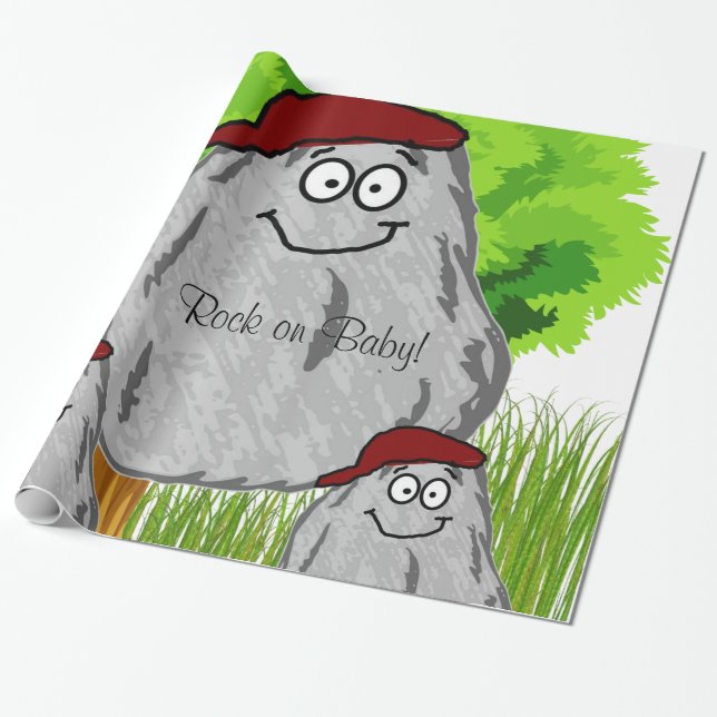 Cadeau Papier à envelopper brillant, Roches Rock sur bébé (Déroulé)