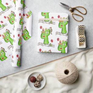 Cadeau Papier à envelopper brillant Serpent Cactus Oiseau