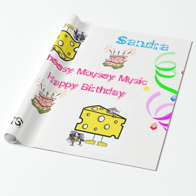 Cadeau Papier à envelopper Cheesy Mouse Musique Joyeux an (Déroulé)