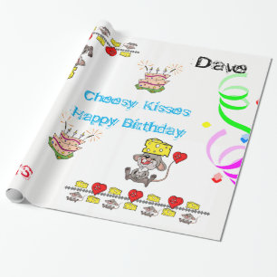 Cadeau Papier à envelopper Cheesy Mousey Coeur Joyeux ann
