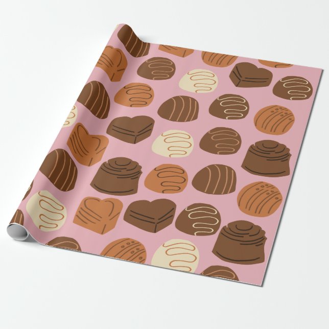 Cadeau Papier à envelopper de pralines au chocolat mûr (Déroulé)