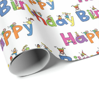 Cadeau Papier à envelopper - Enfants fous Joyeux annivers