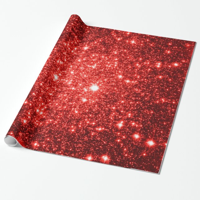 Cadeau Papier à envelopper Étoiles rouges (Déroulé)