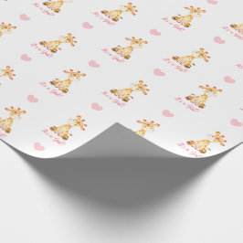 Cadeau Papier à envelopper Giraffe rose (C'est une fille)