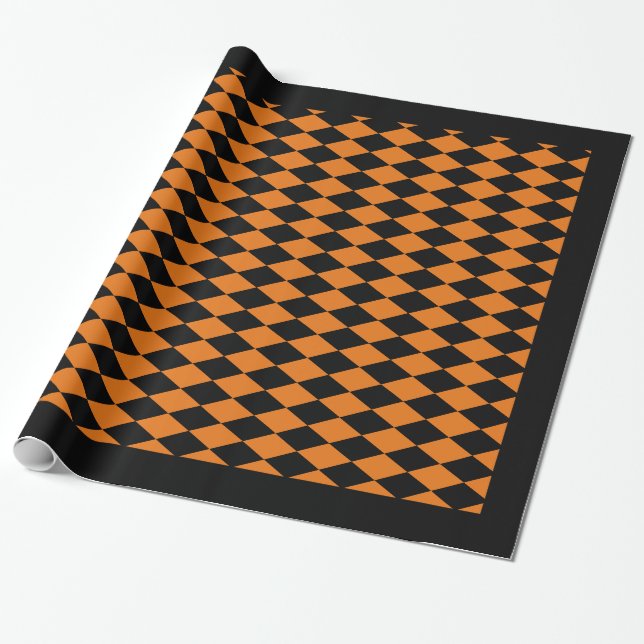 Cadeau Papier à envelopper, HARLEQUIN NOIR ET ORANGE 30"  (Déroulé)