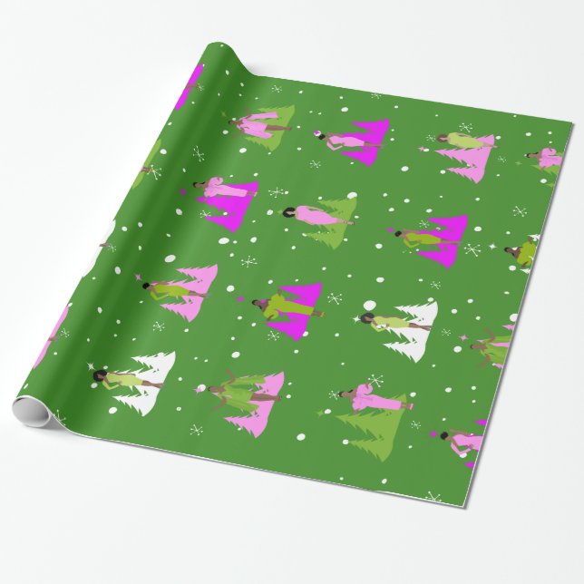 Cadeau Papier à envelopper inspiré par AKA | Rose et vert (Déroulé)