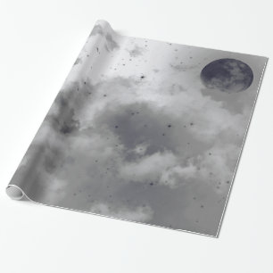 Cadeau Papier à envelopper INVERSÉ LE CIEL NOIR LUNE NOIR