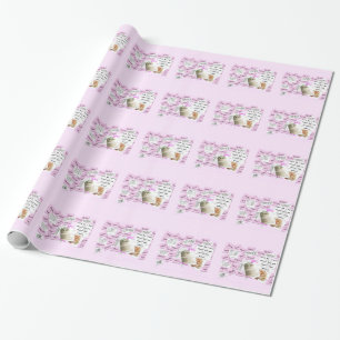 Cadeau Papier à envelopper J'aime le gâteau Mariage rose
