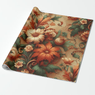 Cadeau Papier à envelopper - Orange brûlé, Crème, Vert mo