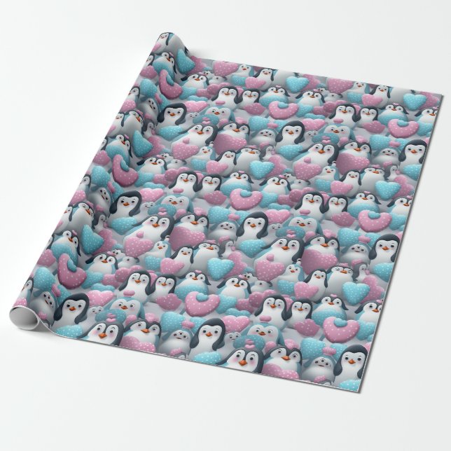 Cadeau Papier à envelopper - Pingouins à fierté transgenr (Déroulé)