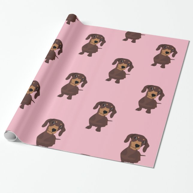 Cadeau Papier à envelopper pour chien à saucisse rose mou (Déroulé)