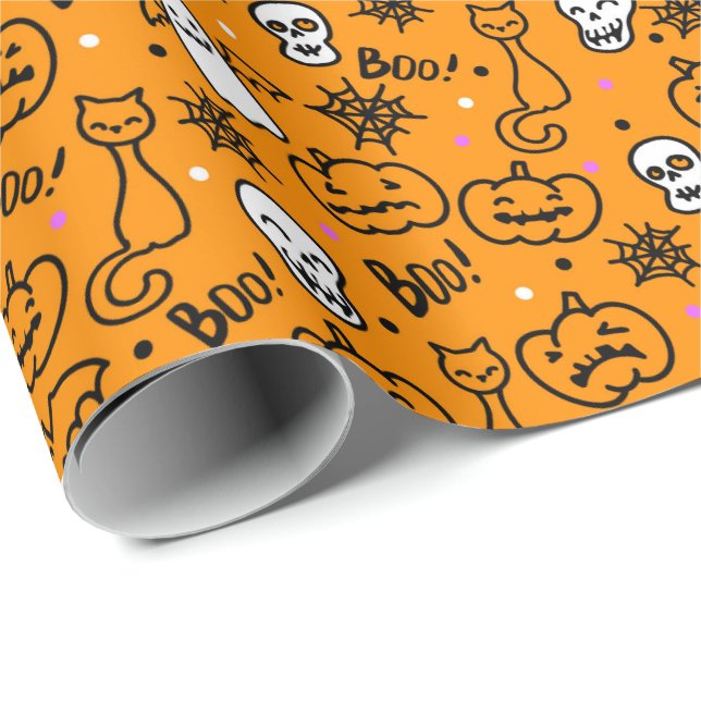 Cadeau Papier à envelopper pour Halloween. (Coin rond)