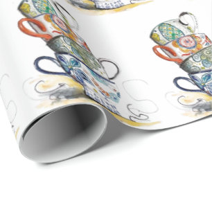 Cadeau Papier à envelopper - Teacups Vintages