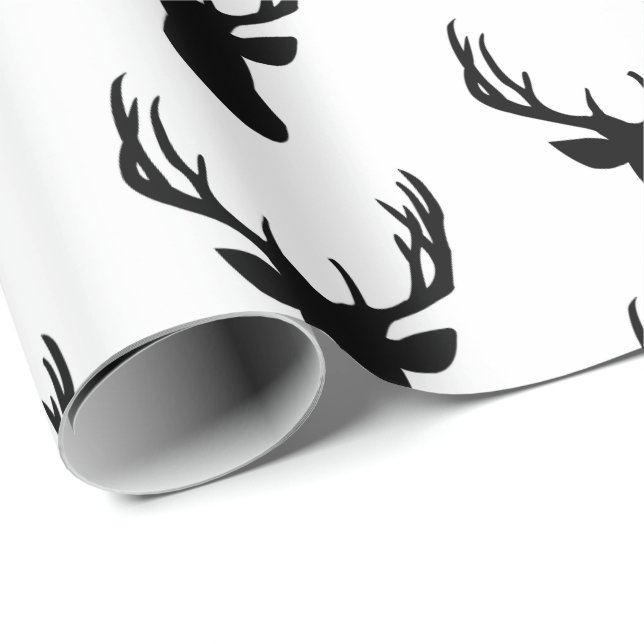 Cadeau Papier à envelopper - Tête de cerf noir et blanc (Coin rond)